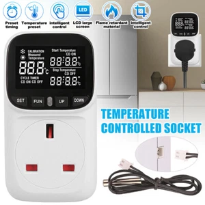 Digital Thermostat Plug Socket Temperature Controller 240V Heating Cooling NEW - Picture 1 of 11