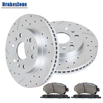 Front Brake Rotors and Pads Kit fit for Chevrolet Tahoe 2007-2014 Drilled Brakes - Image 1 of 4