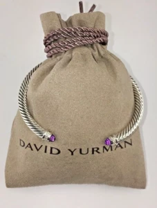 Pulsera Cable David Yurman Diamantes Amatista Esterlina 5mm Tamaño Pequeño - Imagen 1 de 4