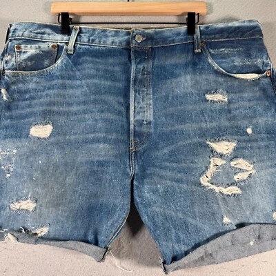 Pantalones Cortos de Jeans Levis 501 Corte Denim Hombres 44 Azul Lavado Ligero Desgastado Comodidad 8" Foto 1 de 4