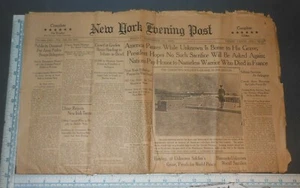 NOV 11 1921 NEW YORK EVENING POST UNKNOWN SOLDIER BURIAL NEWSPAPER - Picture 1 of 5