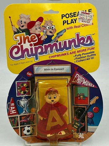 THE CHIPMUNKS Alvin Up For Action 3" figure Poseable Pals MOC ERROR CARD Cover