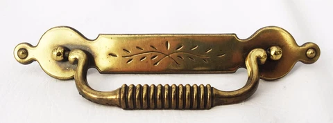 Chippendale Colonial brass antique hardware vintage drawer pull 5 1/2" on center Cover