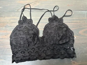 Anemone Padded Black Lace Halter Bralette Women's Size Medium Removable Pad - Picture 1 of 4