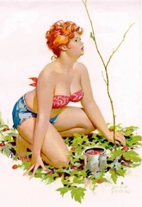 Vintage Hilda Plus Size Girl Reproduction Print 11 x 14 #425 Tree Planting - Picture 1 of 1