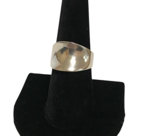 Sterling Silver 925 Cave Concave Chunky Band Ring Modernist Boho Chic Size 8 - Picture 1 of 8