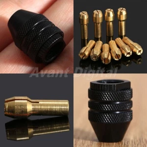 Brocas de portabrocas de latón de 10 piezas de 0,5 mm-3,2 mm y kit de herramientas rotativas de portabrocas sin llave M8 - Imagen 1 de 7