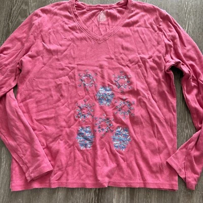 Чероки женщин 2XL розовый цветочный длинным рукавом эластичной футболка Топ - Изображение 1 из 4