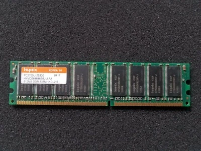 Hynix 512MB , DDR ,184 PIN , PC-2700 ( P/N: HYMD264646B8J-J AA ) - Image 1 of 3