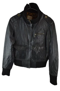Giacca di pelle nera OASIS taglia UK 14 donna 40 full zip vera pelle - Foto 1 di 10