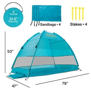 Alvantor Beach Tent Beach Umbrella Pop Up Tent Beach Outdoor Camping Sun Shelter - Picture 1 of 11