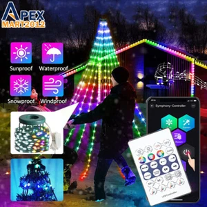 200LED Christmas Tree Waterfall Lights Fairy String Outdoor Waterproof Decor RGB - Picture 1 of 9