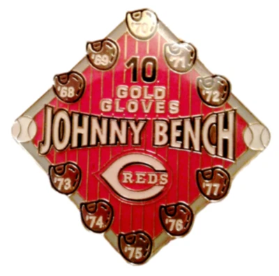Johnny Bench Pin RARE Cincinnati Reds Pin  10 Gold Gloves Commemorative MLB Pin - Image 1 of 2