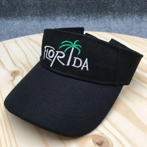 Florida Visor Hat Mens Black One Size Adjustable Curved Brim Embroidered Logo - Picture 1 of 10
