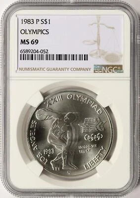 1983-P Olympics Silver Dollar $1 NGC MS69 - Image 1 of 2