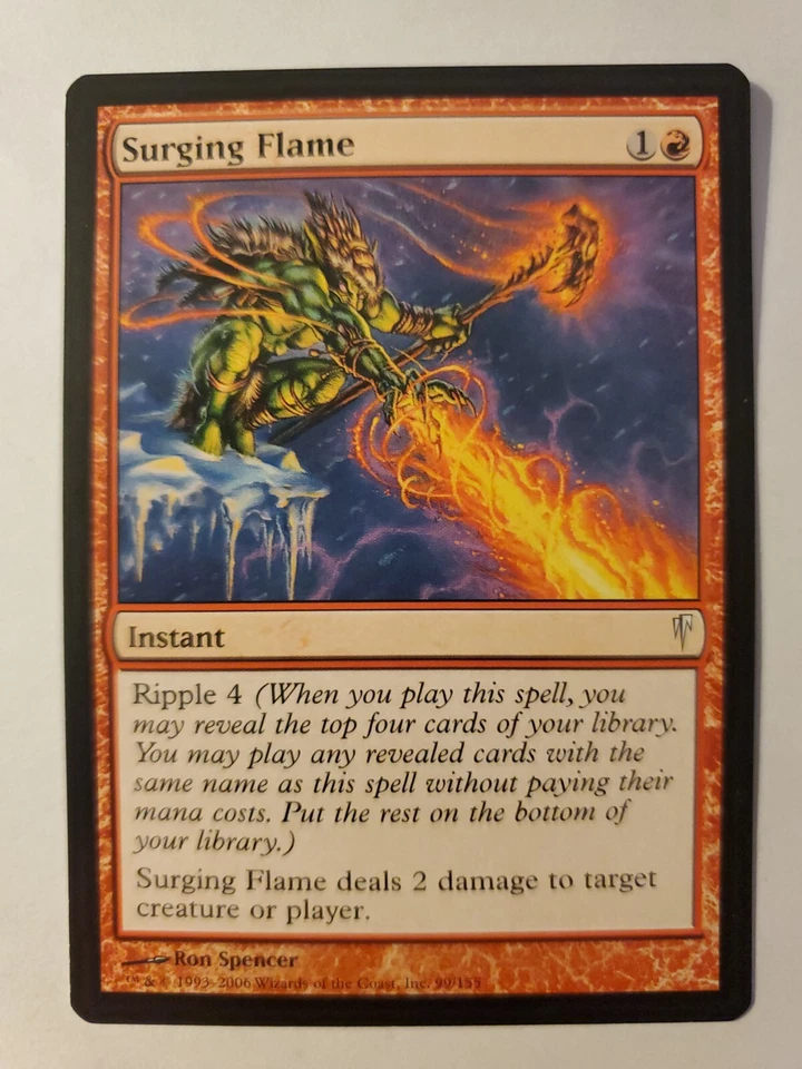MTG Magic The Gathering Card Surging Flame Instant Red Coldsnap 2006 - Image 1 of 2