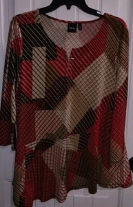 Rafaella Damen Tunika mehrfarbig gestreift assymetrisch mit Metallic-Akzenten Gr. M - Bild 1 von 12