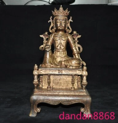 Templo budista tibetano bronce dorado verde Tara Kwan-Yin diosa Buda estatua Foto 1 de 4