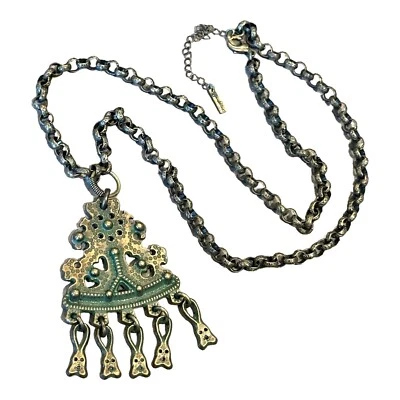 Collar Cadena Colgante Medallón Rústico JEWELMINT Tono Latón Foto 1 de 4