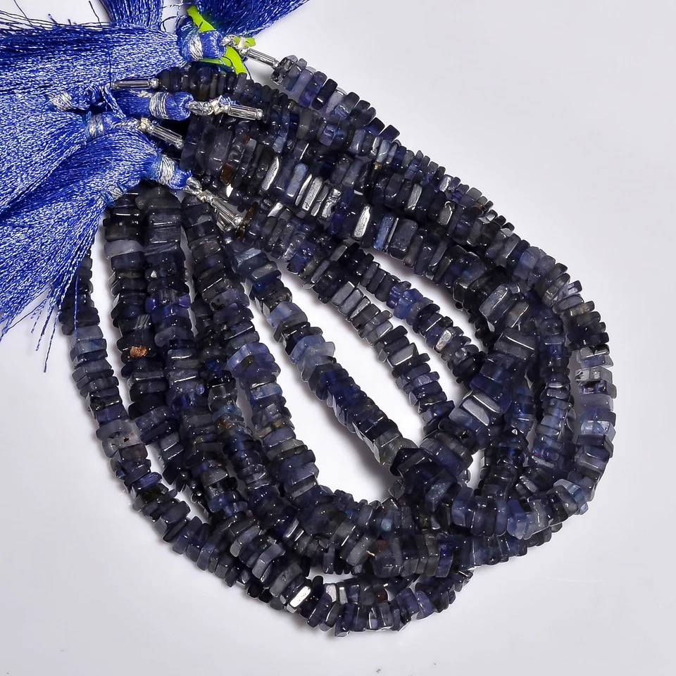 100% Natural Iolite Gemstone Square Shape Smooth Beads 5X5mm Strand 8" AB-458 - Image 1 of 3