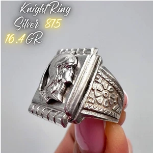 Anillo único de colección Power Knight Warrior talla 8,5 hombres 875 plata grabado firmado - Imagen 1 de 11