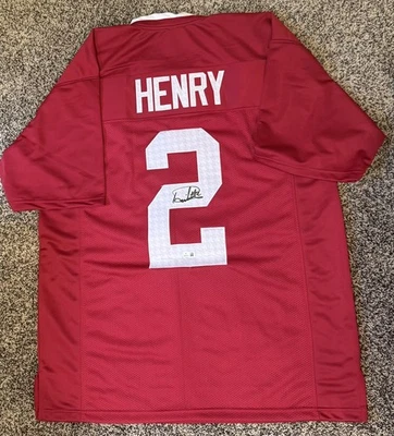 JERSEY ROJO AUTOGRAFIADO DE DERRICK HENRY ALABAMA BECKETT AUTÉNTICO Foto 1 de 4