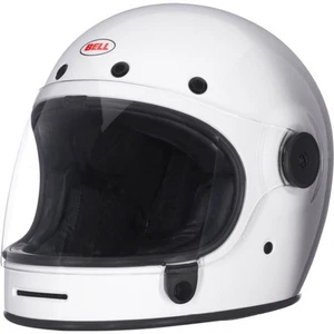 Bell Bullitt DLX Full-Face Motorcycle Helmet Gloss Plain White - Picture 1 of 8