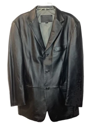 Chaqueta Blazer Stafford Executive Para Hombre Cuero Genuino Negra Talla Mediana Foto 1 de 4
