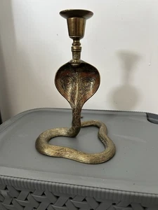 vintage brass cobra candle holder - Picture 1 of 5