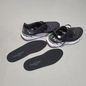 Hoka One One Clifton 7 Shoes Mens Size 9 Black White Good Feet Insoles Running - Picture 1 of 17
