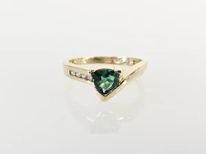10K Gelbgold Trillion Smaragd runder Diamant Ring Gr. 6,25 (AM1085332) - Bild 1 von 8