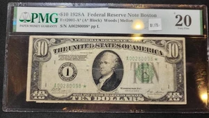 1928A Federal Reserve Note $10 Boston PMG 25 Very Fine - Picture 1 of 2