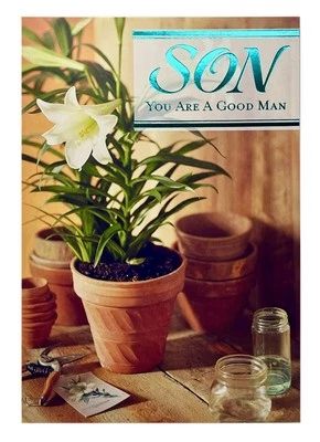 Tarjeta de Pascua para hijo Easter Lilly detalles de lámina metálica tarjeta de sello NUEVO Foto 1 de 4