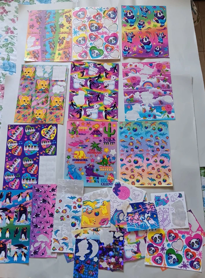 Vintage Lisa Frank Sticker Lot Dolphins Dogs Flowers Hearts Others - Image 1 of 4