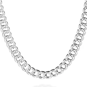 Double Cuban Link Chain for Men, Sterling Silver Necklace, Extra Shiny 10mm, ... - Picture 1 of 8