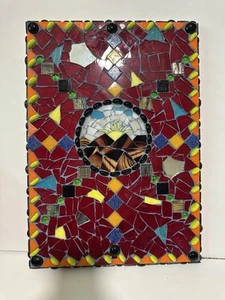 Beautiful Mosaic Stained Glass Wall Hanging Mountain Landscape Handmade - Picture 1 of 12