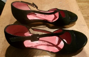 ITALIEN PETRA C120 POS OLE ROUGE ENGE SPITZE SCHWARZ VELOURSLEDER KEILABSATZ SCHUHE GRÖSSE 6 US/36 EUR - Bild 1 von 7