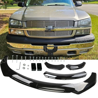 For 2003 Chevrolet Silverado 1500 Front Bumper Lip Splitter Spoiler Body Black Foto 1 de 4