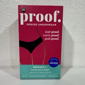 Proof Women's Super Heavy Absorbency, Brief Period Underwear, Black Size 2XL - Picture 1 of 10