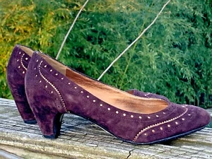 Sam Edelman Wos Shoe Pumps High Heel YVONNE US 7.5 M Brown Gold Trim Suede 👠b13 - Picture 1 of 9