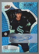 2021-22 Upper Deck Allure Hockey AUTO Blue Line #120 Kole Lind 25/35