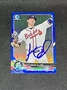 Kolby Allard Atlanta Braves 2018 Bowman rifrattore blu firmato auto #BCP28 ~ COA - Foto 1 di 3