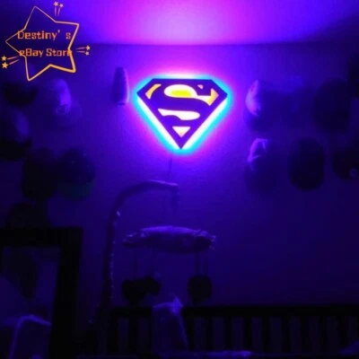 LED Night Light Justice League Superman Wall Lamp Bedside Lamp Superhero Gift