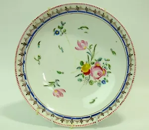 ANTIQUE GEORGIAN ERA Cabinet Plate Plaque Hand Painted Floral - Picture 1 of 5