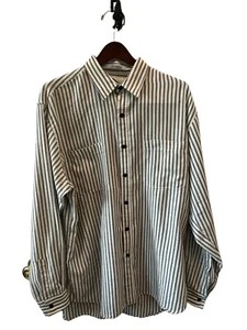 Vintage 80s Trader Bay Striped Shirt Button Up XL Long Sleeve Soft Lightweight - Picture 1 of 12