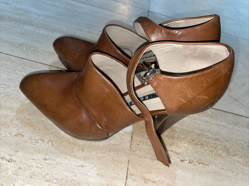 BOTAS FRATELLI ROSSETTI CUERO MARRÓN CORREA AL TOBILLO TALLA 37 Hechas en Italia Foto 1 de 4