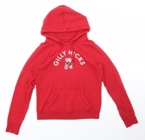 Gilly Hicks Womens Red Cotton Pullover Hoodie Size M - Teddy Bear