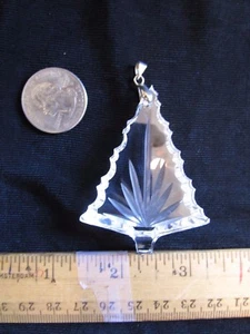 Vintage Cut Glass Crystal Christmas Tree Pendant Holiday Jewelry Metal Bale OOAK - Picture 1 of 3