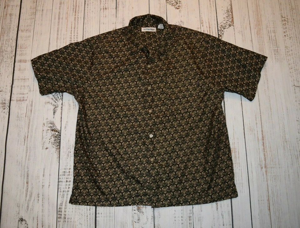 CANYON RIVER BLUES МУЖСКОЙ ЧЕРНЫЙ ЗОЛОТОЙ СТРЕЛЫ КОРОТКИЙ РУКАВ КНОПКА РУБАШКА XL X-LARGE - Изображение 1 из 4