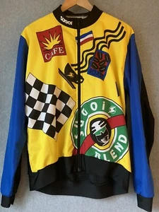 SUGOI Men's Sz L Cycling Jersey Vintage Bright Coffee Cafe Long Sleeve Full Zip - Picture 1 of 9